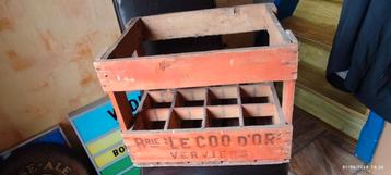 Oud houten dienblad BRASSERIE LE COQ D'OR VERVIERS UIT 1966.