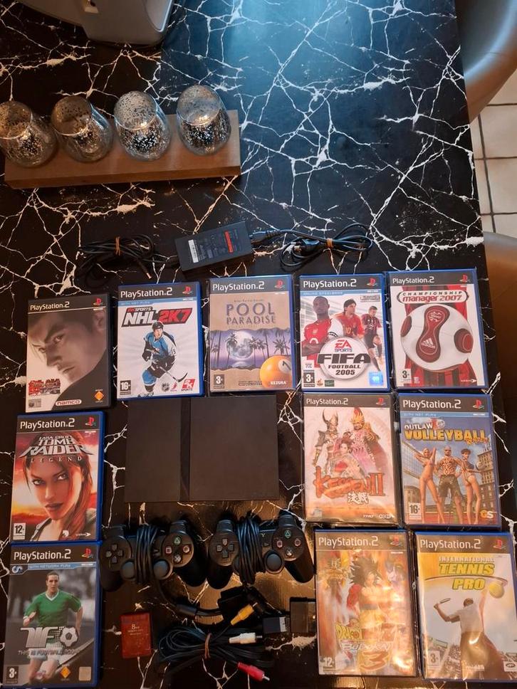 Sony PlayStation 2-console + 12 games + 2 controllers + gehe, Games en Spelcomputers, Spelcomputers | Sony PlayStation 2, Zo goed als nieuw