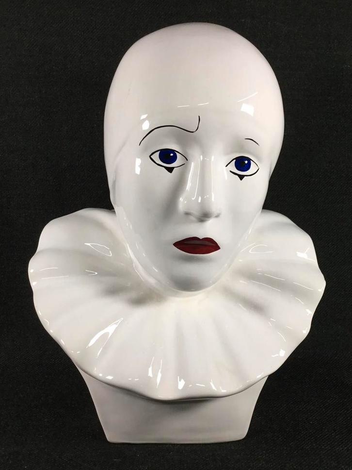 Pierrot vintage design keramiek buste beeld 1980’s, Antiek en Kunst, Kunst | Designobjecten, Ophalen of Verzenden