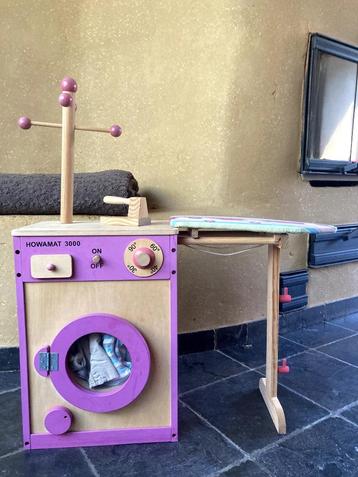 howa Houten Speelgoed Wasmachine met strijkplank en strijkij, Enlèvement, Utilisé