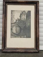 gravure pont de bruges signe roger hebbelinck, Antiquités & Art, Enlèvement