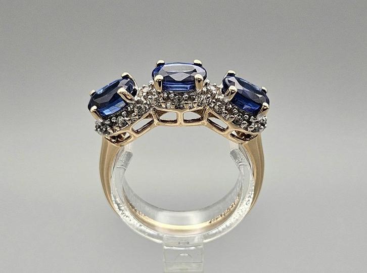 Bague vintage en or, pierre précieuse, saphir et diamant. 20, Bijoux, Sacs & Beauté, Bagues, Comme neuf, Femme, Plus petit que 17