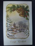 oude prentkaart Vrolijk Kerstfeest sixties afgestempeld, Ophalen of Verzenden, 1960 tot 1980, Gelopen, Feest(dag)