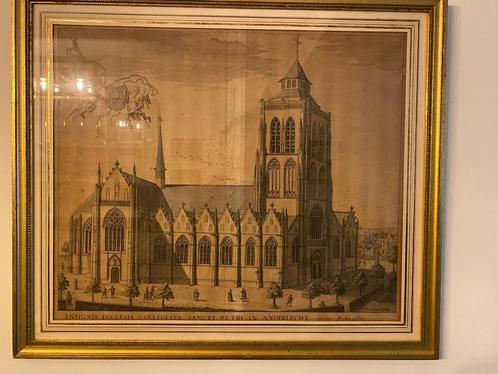 Anderlecht Eglise St.-Pierre et Guidon 18e siècle Le Roy, Antiek en Kunst, Kunst | Etsen en Gravures, Ophalen of Verzenden
