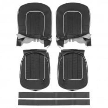 Triumph TR3 Stoel bekleding zwart leer met witte bies  SCL61 beschikbaar voor biedingen
