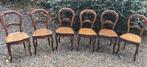 6 vintage stoelen met rieten., Huis en Inrichting, Stoelen, Ophalen, Gebruikt, Hout, Vijf, Zes of meer stoelen