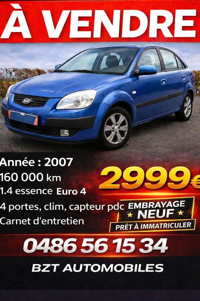 Kia Rio salsa 1.4 essence clim 5 porte petit budget, Autos, Cuir, Achat, 5 portes, Vitres électriques