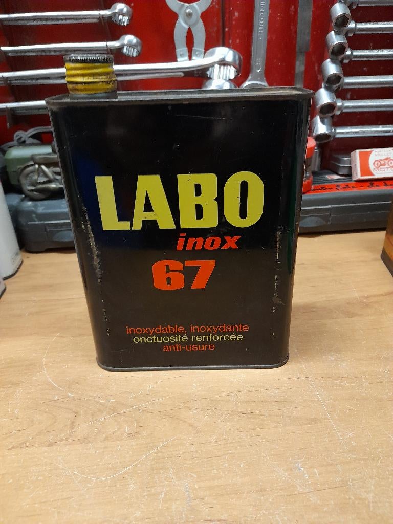 ancien bidon huile vide labo inox 67, Collections, Marques & Objets publicitaires, Envoi, Utilisé, Autres types