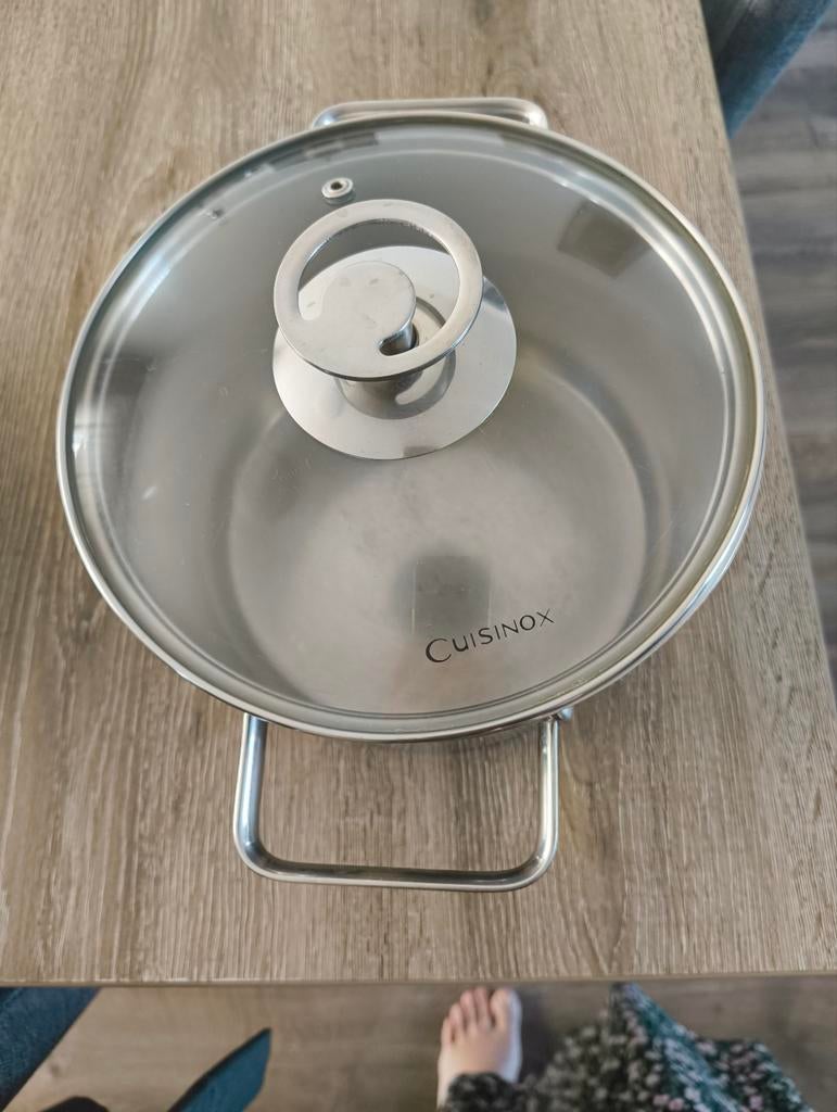 Kookpot 20 cm, Huis en Inrichting, Inox, Gebruikt, Keramische plaat, Ophalen