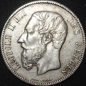 Argent - Belgique - 5 francs - Leopold II - 1873, Enlèvement ou Envoi, Argent, Argent