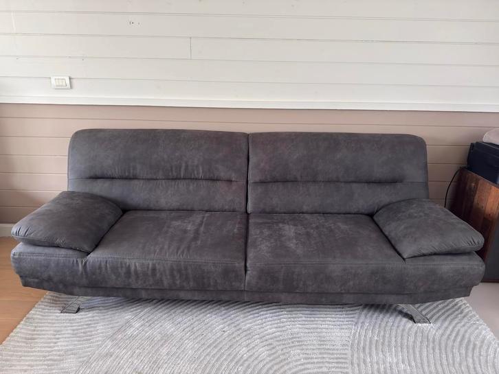 3-seater and 2-seater Sofa Set – Grey Leather Look, Huis en Inrichting, Zetels | Zetels, Zo goed als nieuw, Ophalen of Verzenden