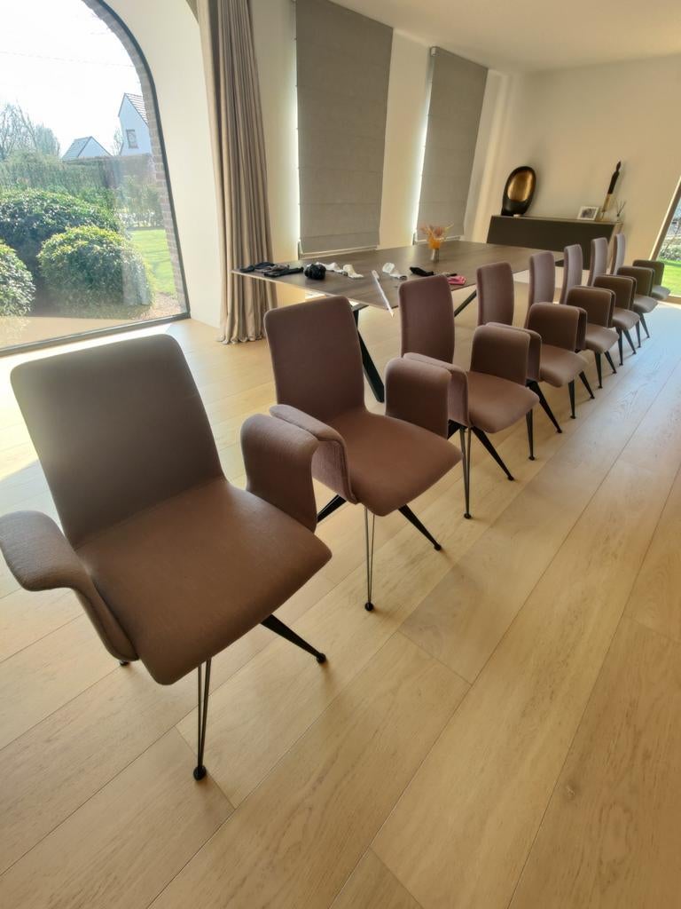 Stoelen, Maison & Meubles, Chaises, Comme neuf, Cinq, Six Chaises ou plus, Métal, Tissus, Gris, Enlèvement