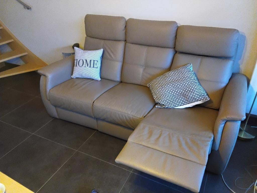 Lederen salon, Ophalen, Driepersoons, Leer, Zo goed als nieuw