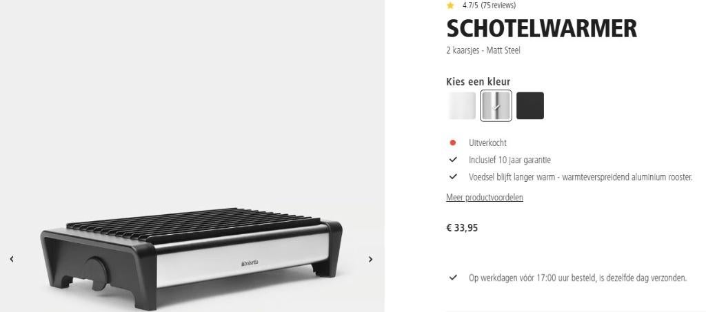 Brabantia schotelwarmer nieuw in de doos., Ophalen, Overige typen, Metaal, Brabantia