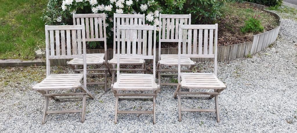 CHAISES TECK PLIANTES, Jardin & Terrasse, Chaises de jardin, Enlèvement, Utilisé, Pliant