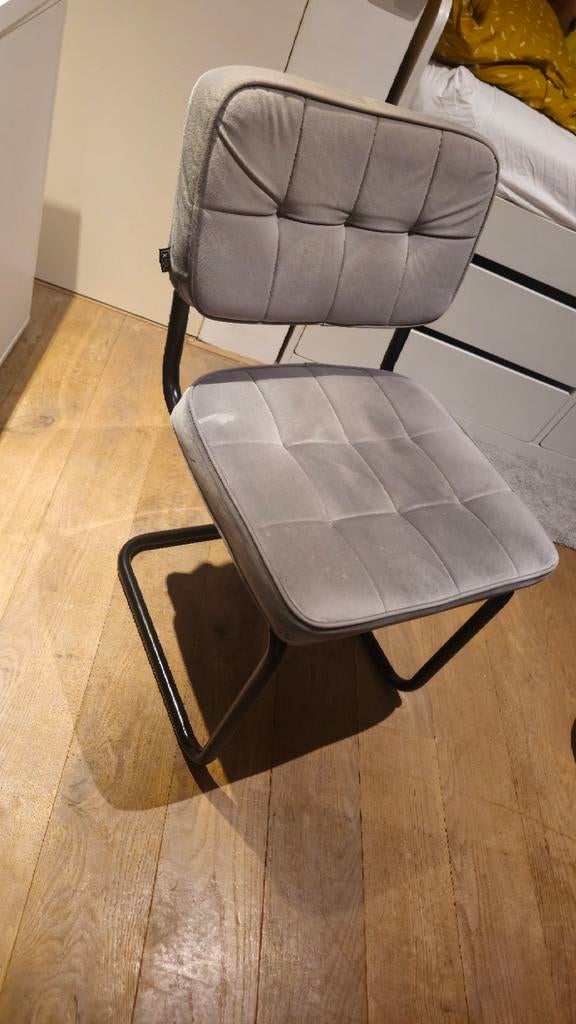 Velours Buisframe Stoel - Grijs, Maison & Meubles, Chaises, Enlèvement, Gris, Métal