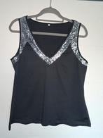 Top noir à paillettes argentées, taille 2XL, Vêtements | Femmes, Tops, Sans manches, Taille 46/48 (XL) ou plus grande, Comme neuf