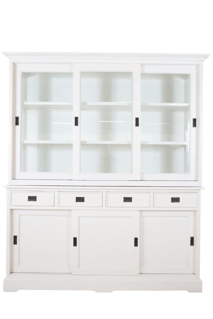 witte vitrinekast 190, Ophalen, Met deur(en), 200 cm of meer, 150 tot 200 cm