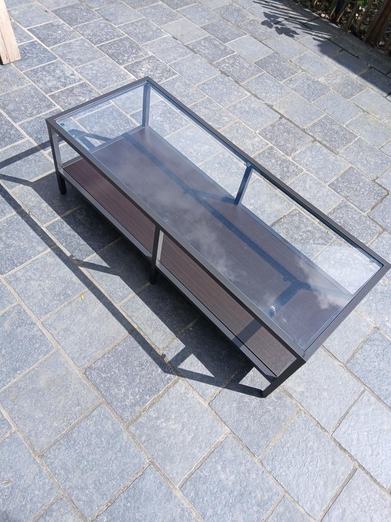 Salon tafeltje. Lengte 1m.. hoogte 32cm, Maison & Meubles, Tables | Tables de salon, Moins de 50 cm, 50 à 100 cm, Comme neuf, Verre