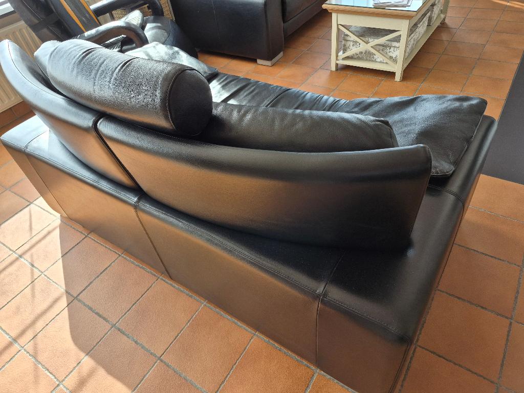 Salon zwart leder, Ophalen, Gebruikt, Modern