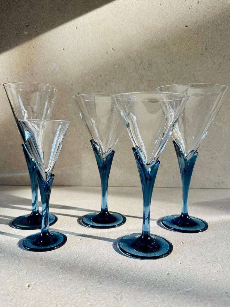 Prachtige vintage Luigi Bormioli "Florian Bleu" set, Ophalen, Zo goed als nieuw, Overige typen