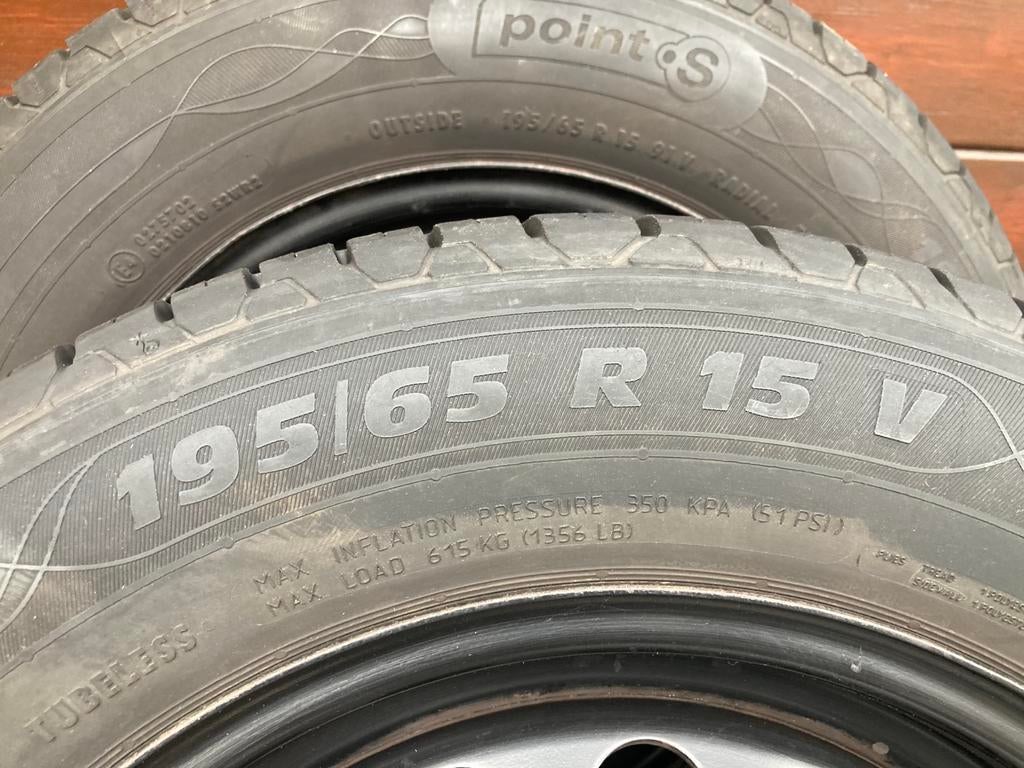 4 pneus été 195/65 R15 V ( 6,5-8 mm) sur jante VW 5X112, 15 pouces, Véhicule de tourisme, Pneus été, Pneu(s)