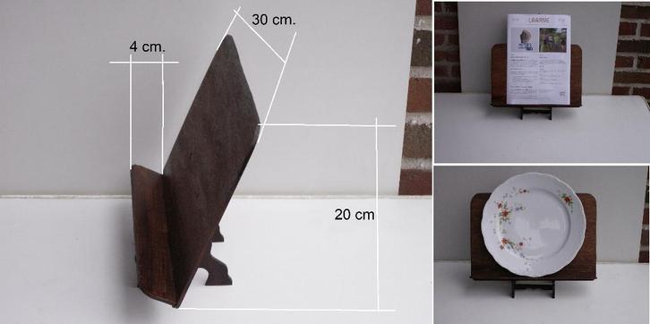 Steun, standaard in bruin hout voor boek, blad, bord., Huis en Inrichting, Woonaccessoires | Krantenbakken en Lectuurbakken, Nieuw