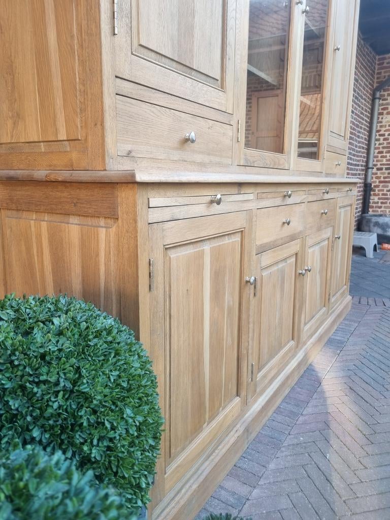 Eiken buffetkast/vitrinekast GRATIS LEVERING, Huis en Inrichting, Kasten | Buffetkasten, Ophalen, Met deur(en), 200 cm of meer
