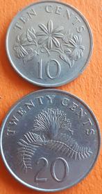 2 X SINGAPOUR : 10 CENTS 1985 + 20 CENTS 1987 KM 51 ET 52, Enlèvement ou Envoi, Asie du Sud Est, Série