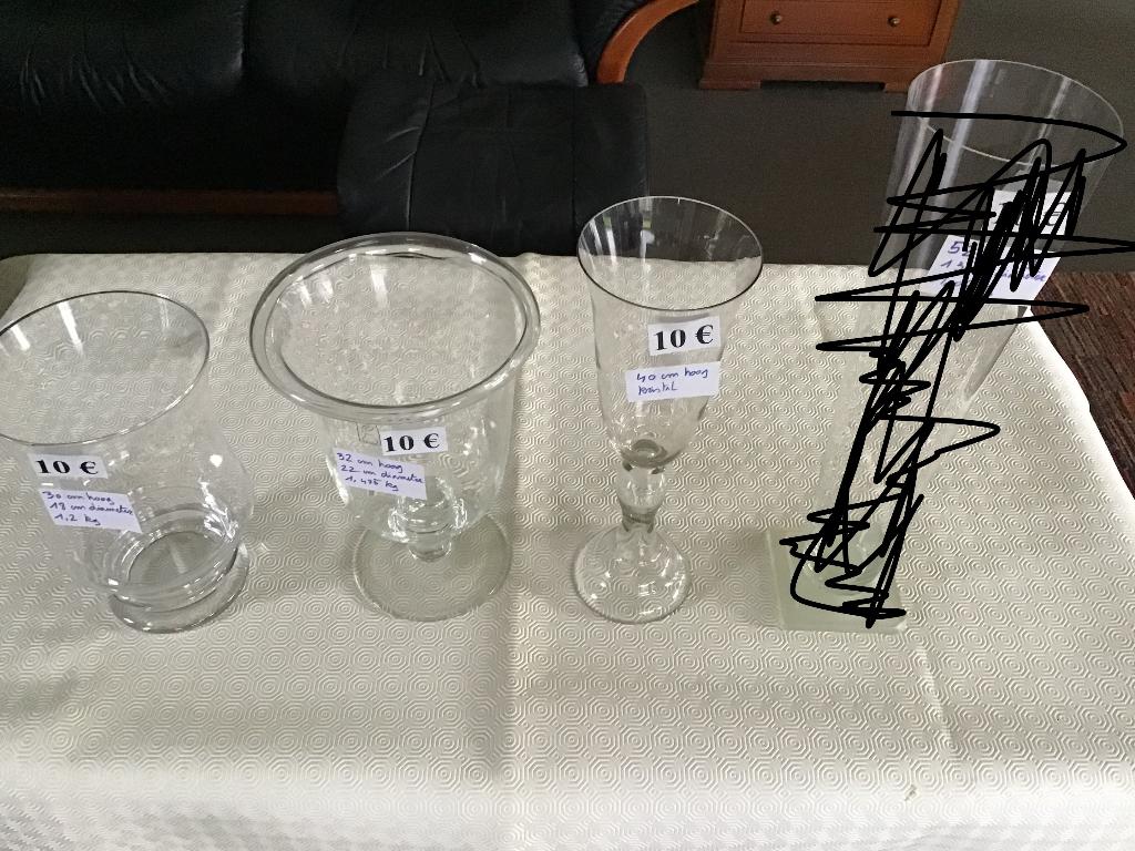 3 magnifiques vases en verre à 10 euros par vase et autres, Maison & Meubles, Enlèvement ou Envoi, Comme neuf