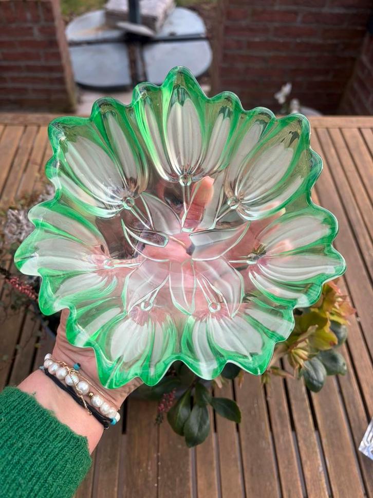 Prachtige vintage glazen/kristallen schaal Walther glass, Antiek en Kunst, Antiek | Glaswerk en Kristal, Ophalen of Verzenden