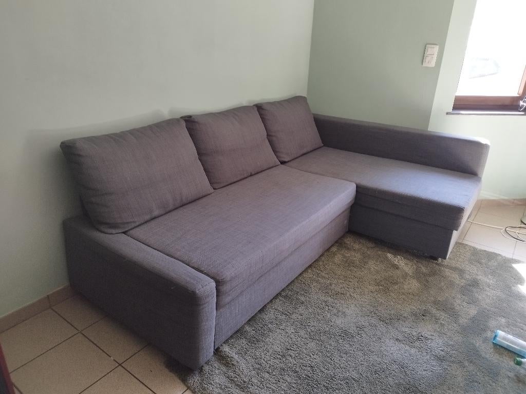 Canapé convertible angle+rangement, Skiftebo gris foncé, Banc droit, Enlèvement, Utilisé, Trois personnes