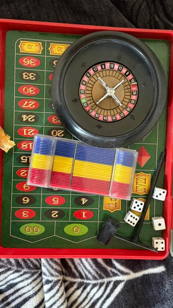 Roulette spel set compleet – met fiches en dobbelstenen, Ophalen of Verzenden, Zo goed als nieuw