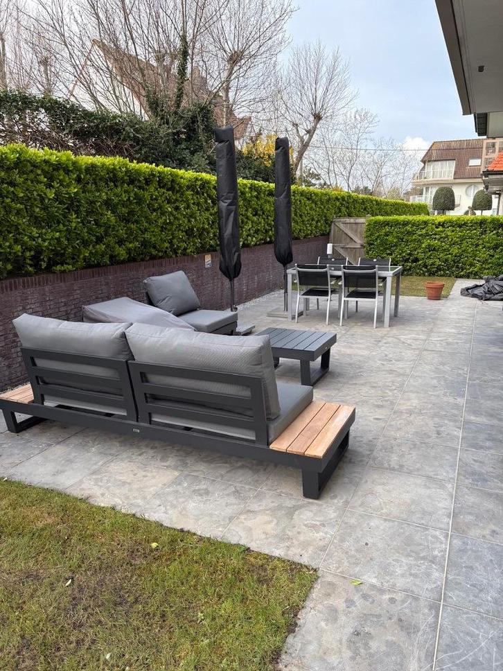 Salon de jardin extérieur, set de table et parasols, Jardin & Terrasse, Parasols, Comme neuf, Autres types, 3 à 4 mètres, Enlèvement