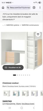 SMÅSTAD
Lit mezzanine, blanc blanc/avec bureau avec 3 tiroir, Enlèvement, Lit mezzanine