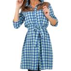 Geruite blouse glitter blauw L, Kleding | Dames, Verzenden, Nieuw, Maat 42/44 (L), Blauw