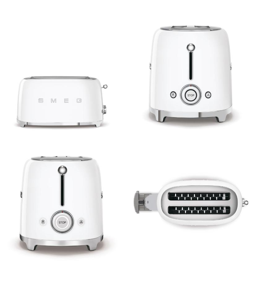 Grillepain / toaster SMEG 4 tranches Blanc neuf emballé, Enlèvement, Neuf, Ramasse-miettes amovible