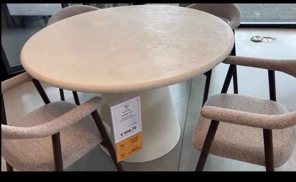 Witte ronde eettafel, Ophalen, 100 tot 150 cm, Rond, Zo goed als nieuw