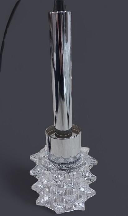 70's vintage chromé en glazen hanglamp., Retrohouse@telenet.be, Enlèvement ou Envoi, B, Utilisé