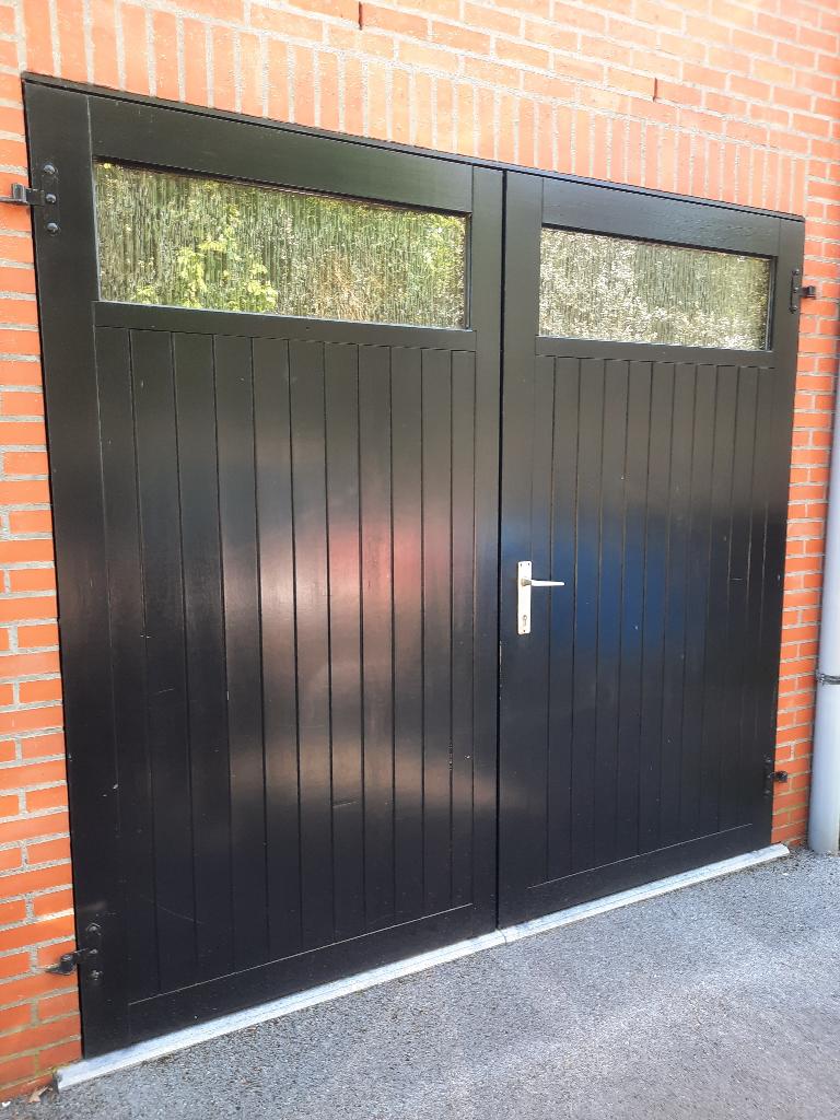 houten garagepoort, Bricolage & Construction, Fenêtres & Moustiquaires, Porte extérieure, Comme neuf, Enlèvement, Verre