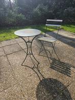 Antieke tuintafeltje en stoel,metaal., Tuin en Terras, Ophalen, Stoel