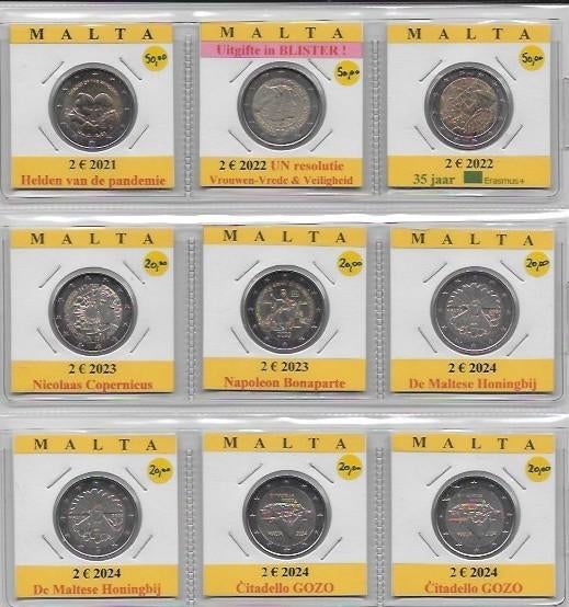 2 euros Malte 2021-2024 BU de BLISTER dans un porte-monnaie, Enlèvement ou Envoi, Malte, 2 euros