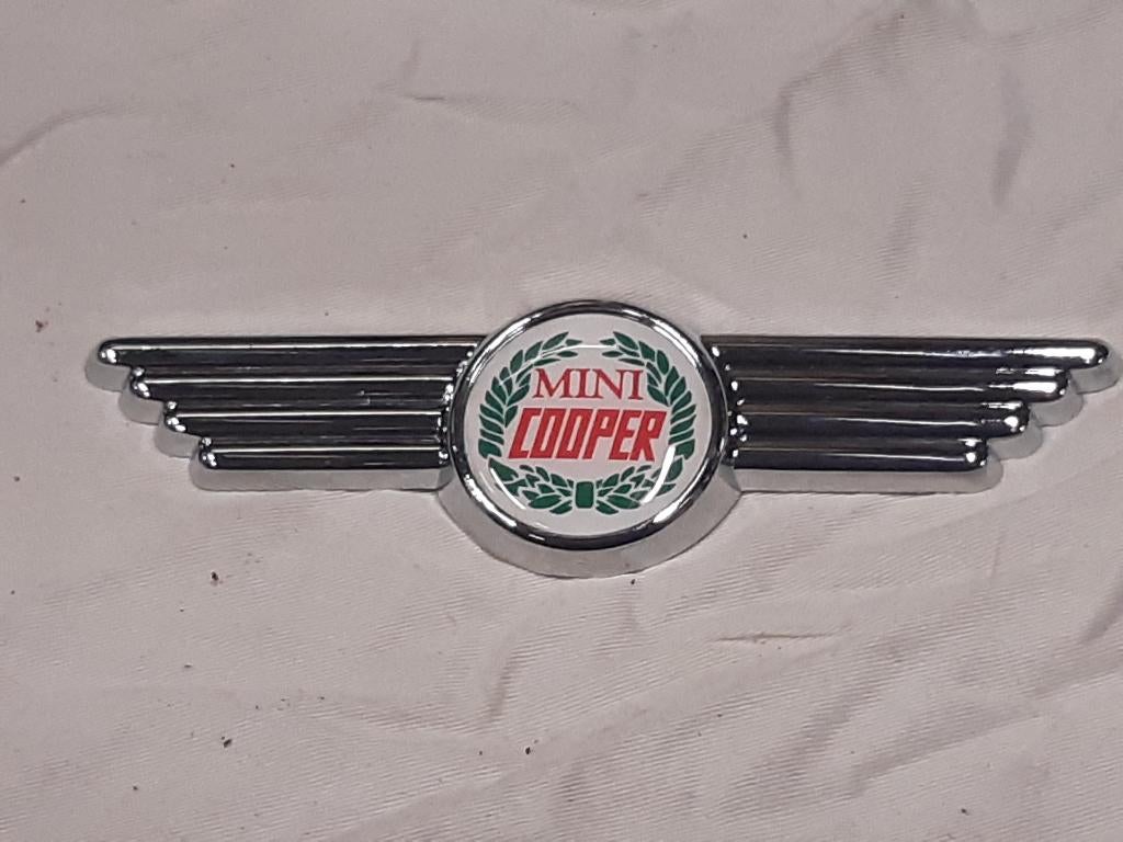 Logo "Mini Cooper" embleem , motorkap Klassieke Mini Cooper, Ophalen, Voor, Motorkap, Nieuw