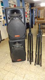 Geluidsboxen 250 W Akiyama Model PB 12 met steunen, Audio, Tv en Foto, Luidsprekerboxen, Gebruikt, 120 watt of meer, Front, Rear of Stereo speakers