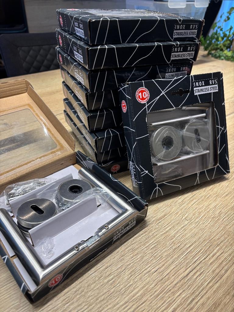 Poignées porte (4x) Inox Bertomani Neuf, Enlèvement ou Envoi, Neuf, Inox, Loquet ou Poignée