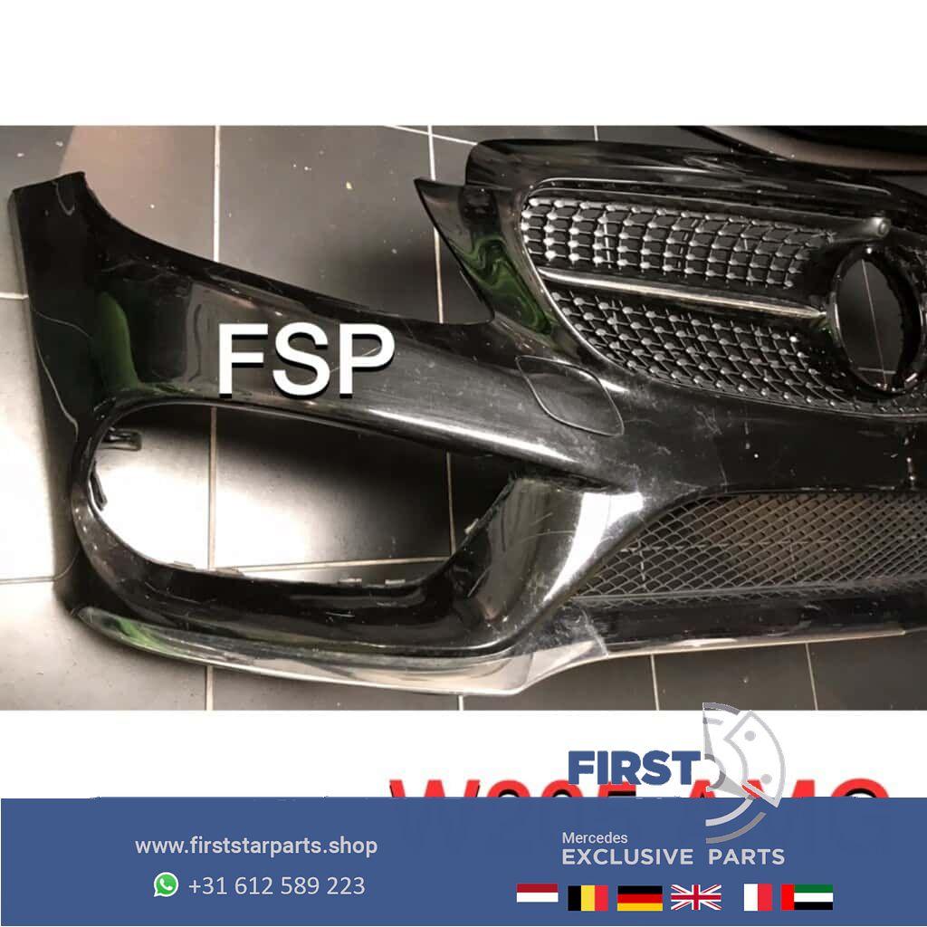 C205 C43 AMG Voorbumper Mercedes C Klasse 2014-2019 zwart +, Gebruikt, -, Voor, Ophalen of Verzenden