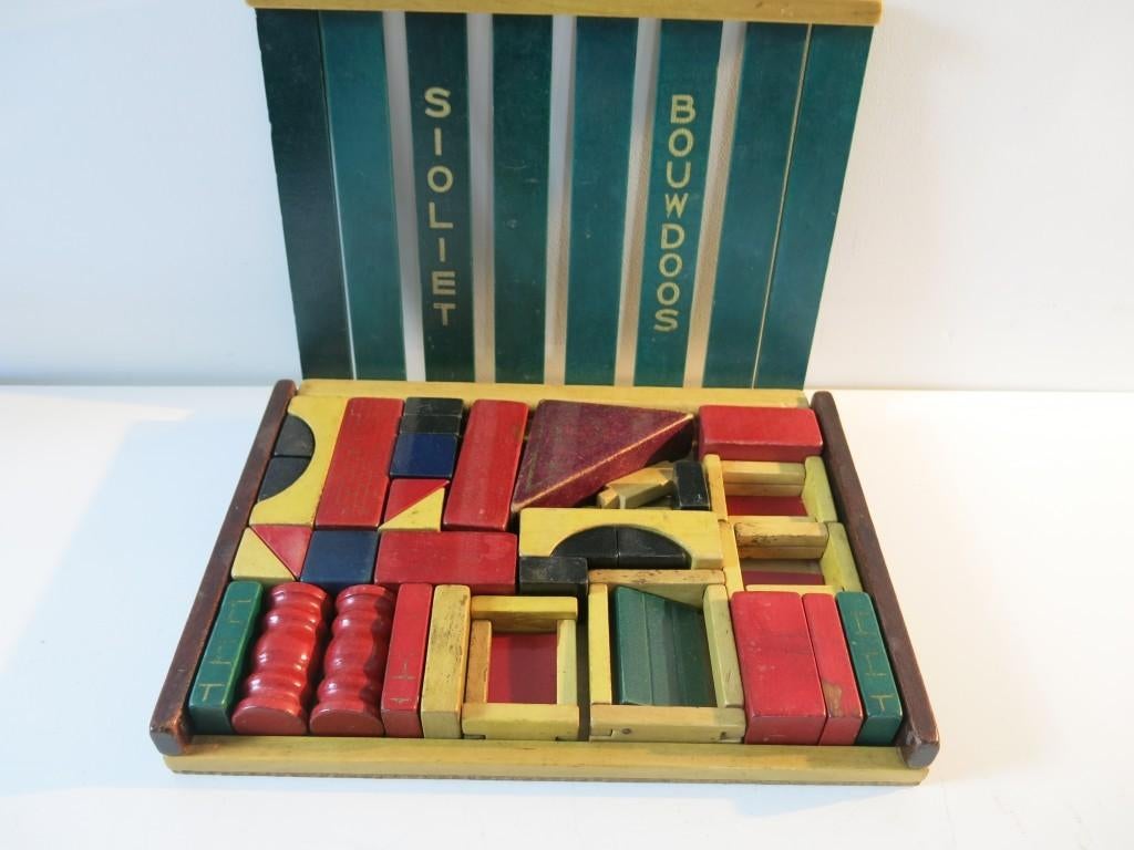 Houten vintage Sioliet bouwdoos, Antiek en Kunst, Ophalen of Verzenden