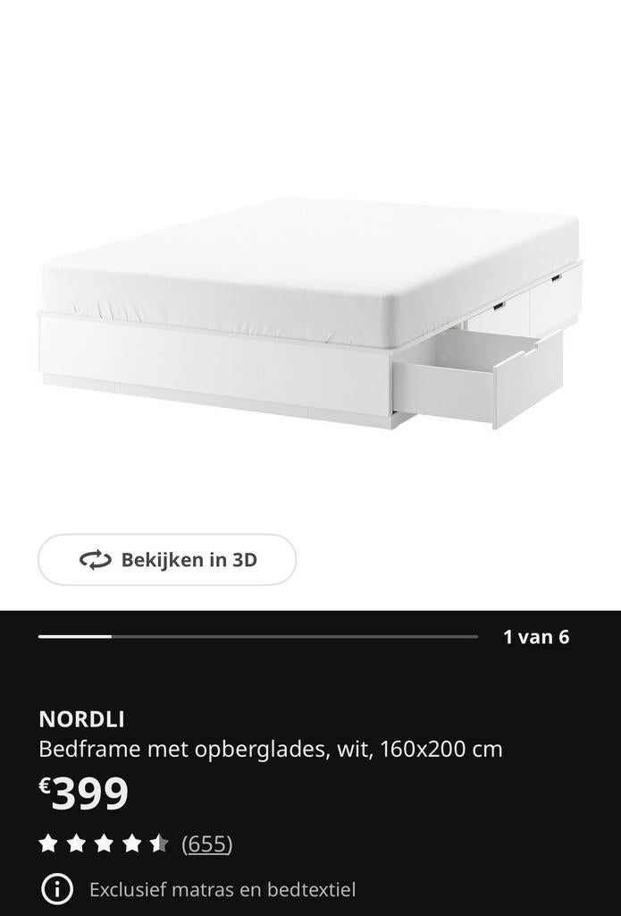 Ikea nordli, Ophalen, Gebruikt, Wit, Tweepersoons