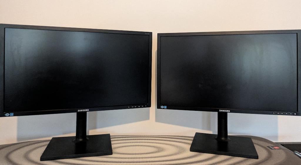 2x monitor 24inch Samsung S24E450B + dual monitor beugel, HDMI, Gebruikt, 3 tot 5 ms, Full HD