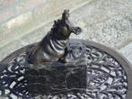 hippopotame ( 2 ) en bronze signé sur marbre ., Antiquités & Art, Bronze, Enlèvement ou Envoi